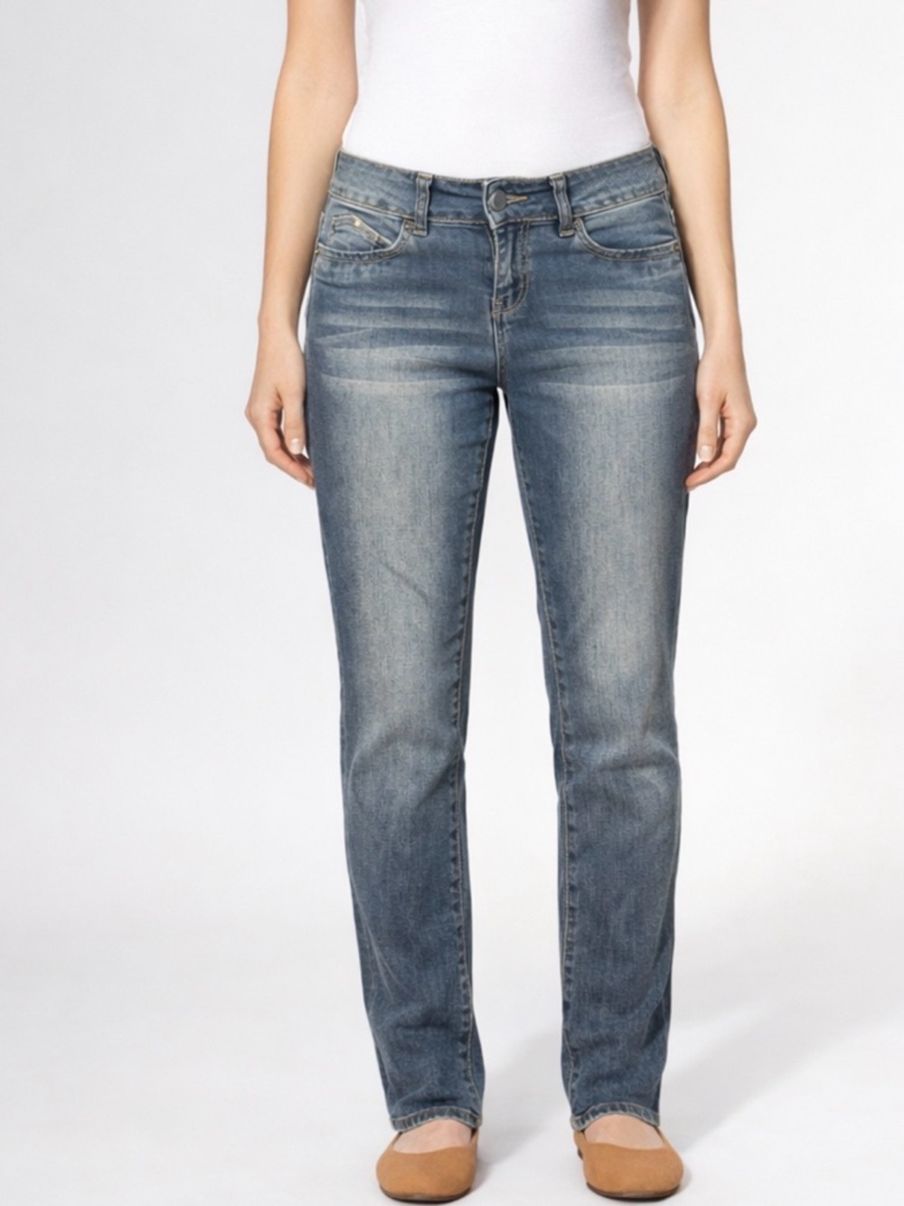 Straight‑Leg Stretch Jeans – Blue Denim